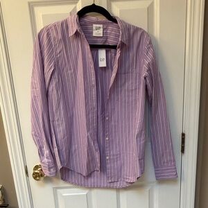 GAP Purple and White Striped Button-Down Shirt Classic Size XS Women's BRAND NEW